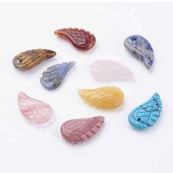 Natural & Synthetic Mixed Stone Pendants, Dyed, Wing, 17~19x9~11x3~5mm, Hole: 1mm