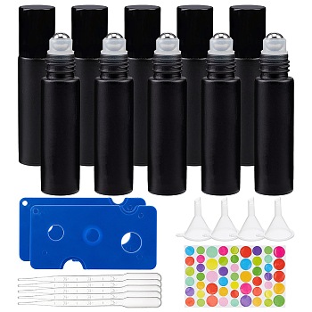 DIY Essential Oil Bottle Kits, with Frosted Glass Essential Oil Empty Perfume Bottle, Transparent Plastic Funnel Hopper, Plastic Bottle Openers & Plastic Dropper, Mixed Color, 85x205mm