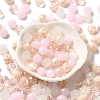 Glass Beads, Faceted, Rondelle, Pink, 10x8mm, Hole: 1mm, about 67pcs/60g
