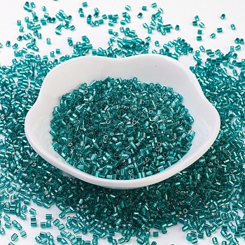 MGB Matsuno Glass Beads, Japanese Seed Beads, Silver Lined Round Hole Glass Seed Beads, Two Cut, Hexagon, Dark Turquoise, 11/0, 2x2x2mm, Hole: 0.8mm, about 41000pcs/bag, 450g/bag