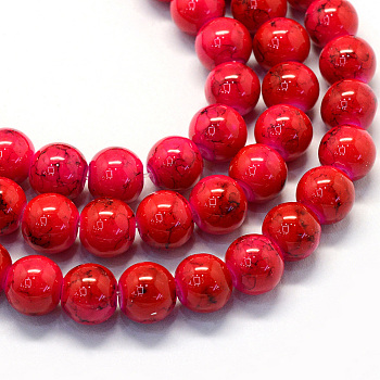 Baking Painted Glass Round Bead Strands, Red, 8.5~9mm, Hole: 1.5mm, about 105pcs/strand, 31.8 inch