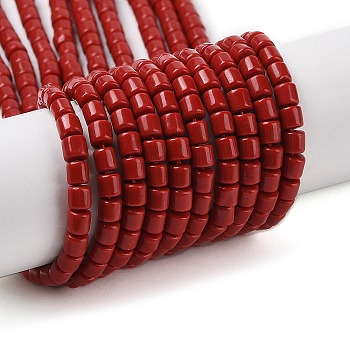 Dyed Synthetic Coral Beads Strands, Column, FireBrick, 4x4mm, Hole: 0.7mm, about 103pcs/strand, 15.75''(40cm)
