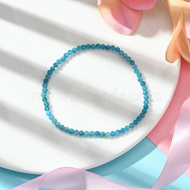 3mm Natural Apatite Faceted Round Beaded Stretch Bracelets for Women(BJEW-JB10842-03)-2