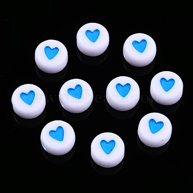 Dodger Blue Flat Round Acrylic Beads