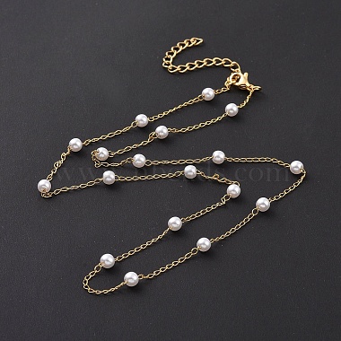 Placage sous vide 304 colliers de perles en acier inoxydable(NJEW-E064-06G)-2