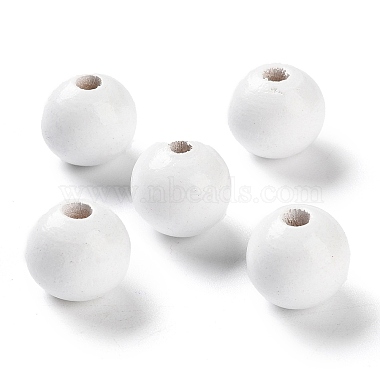 White Round Wood Beads