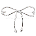 Bowknot Alloy Brooches for Women, Platinum, 43x53.5mm(JEWB-WH20003-09P)