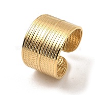 304 Stainless Steel Open Cuff Rings, Wide Band Ring, Real 18K Gold Plated, US Size 6 3/4(17.1mm)(RJEW-Z018-35G)