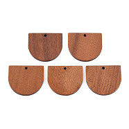 Natural Walnut Wood Pendants, Half Oval, Tan, 23.5x27x2.5mm, Hole: 1.8mm(WOOD-N011-010)