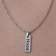 201 Stainless Steel Word Hope Pendant Necklace, Stainless Steel Color, 17.72 inch(45cm)(NJEW-OY001-48)