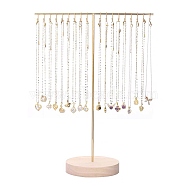 Iron Necklace Displays Stands, with Wooden Basements, Antique White, 29x13.5x40cm(PW-WG00792-01)