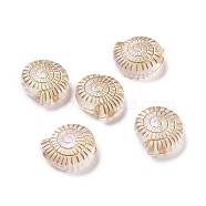 Plating Transparent Acrylic Beads, Golden Metal Enlaced, Conch, Clear, 12x11x5mm, Hole: 1.4mm, 1300pcs/500g(OACR-P013-14)