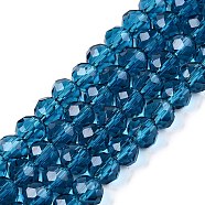 Glass Beads Strands, Faceted, Rondelle, Steel Blue, 6x5mm, Hole: 1mm, about 84~85pcs/strand, 16.34~16.54 inch(41.5~42cm)(EGLA-A044-T6mm-D27)