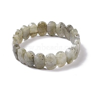 Natural Labradorite Oval Beaded Stretch Bracelet, Gemstone Jewelry for Women, Inner Diameter: 2-1/8 inch(5.4~5.5cm)(G-E010-01I)