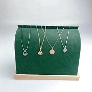 Wood Covered with Velvet Necklace Display Stands, Curve Necklace Organizer Holder, Dark Green, 20.9x9x15.5cm(NDIS-A002-01D)