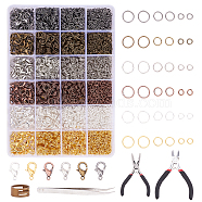 DIY Jewelry Sets, with Alloy Lobster Claw Clasps, Carbon Steel Jewelry Pliers, Imitation Leather Cord Necklaces Makings, Iron Jump Rings, 304 Stainless Steel Tweezers, Brass Assistant Tool, Mixed Color, 190x130x22mm(DIY-PH0027-57)
