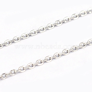 3.28 Feet 304 Stainless Steel Cable Chains, Diamond Cut Chains, Soldered, Faceted, Oval, Stainless Steel Color, 2x0.4x1.2mm(X-CHS-L001-67-0.4mm)