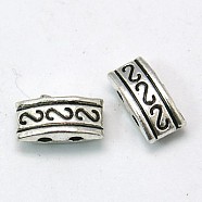 Tibetan Style Multi-Strand Links, Two Hole Carrier Beads, Rectangle, Cadmium Free & Lead Free, Antique Silver, 10x4mm, Hole: 1.5mm(TIBEB-AB0781Y)