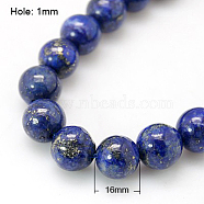 Natural Lapis Lazuli Beads Strands, Dyed, Round, Blue, 16mm, Hole: 1mm, about 12pcs/strand, 7.6 inch(X-G-G087-16mm)