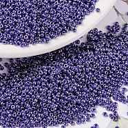 MIYUKI Round Rocailles Beads, Japanese Seed Beads, (RR434) Opaque Eggplant Luster, 15/0, 1.5mm, Hole: 0.7mm, about 5555pcs/10g(X-SEED-G009-RR0434)
