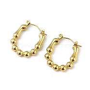 Ion Plating(IP) 304 Stainless Steel Round Beaded Hoop Earrings for Women, Golden, 23x19.5x3.5mm, Pin: 0.6mm(EJEW-I284-17G)