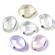 Transparent Acrylic Beads, AB Color Plated, Oval, Mixed Color, 23x19x11mm, Hole: 1.8mm(X-PACR-R246-007)