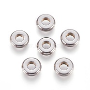 304 Stainless Steel Spacer Beads, Flat Round, Stainless Steel Color, 8x2mm, Hole: 3.5mm.(A-STAS-L207-07P)