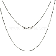 304 Stainless Steel Necklaces Unisex Rope Chain Necklaces, Stainless Steel Color, 20 inch(50.8cm)(NJEW-507L-10)