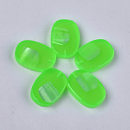 Resin Beads, with Shell Chip, Half Drilled, Oval, Lawn Green, 30x21x6mm, Half Hole: 1.2mm(X-CRES-T014-15H)
