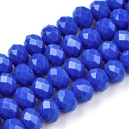 Opaque Solid Color Glass Beads Strands, Faceted, Rondelle, Royal Blue, 2.9~3.3x2mm, Hole: 0.8mm, about 145~150pcs/strand, 34~35cm(EGLA-A034-P2mm-D32)