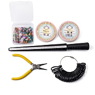 PANDAHALL ELITE DIY Finger Ring Making Kits, Including Synthetical Quartz & Turquoise Chip Beads, Ring Size Sticks, Wire and Round Nose Pliers, Mixed Color, 5~8x5~8mm, hole: 1mm, about 31.5 inch, 0.5 strand(DIY-PH0002-79)