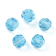 Glass Beads, Faceted, Round, Aquamarine, 8.5x8mm, Hole: 1.6mm(RGLA-G016-A01-202)