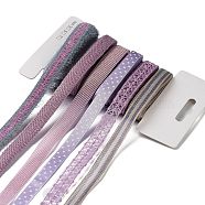 18 Yards 6 Styles Polyester Ribbon, for DIY Handmade Craft, Hair Bowknots and Gift Decoration, Purple Color Palette, Medium Purple, 3/8~1/2 inch(10~12mm), about 3 yards/style(SRIB-C001-I01)