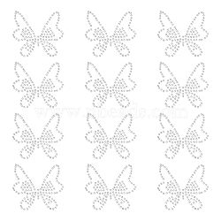 Glitter Hotfix Rhinestone(Hot Melt Adhesive On The Back), Costume Accessories, Butterfly, Crystal, 52x49mm(DIY-FG0001-47)