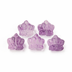 Two Tone Transparent Spray Painted Glass Beads, Crown, Purple, 12x14x8.5mm, Hole: 1mm(GLAA-Q092-02-C08)