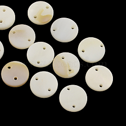 2-Hole Flat Round Freshwater Shell Buttons, Old Lace, 11~12x2~3mm, Hole: 1mm(SHEL-Q005-11)