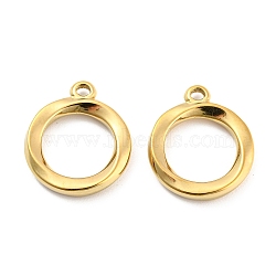 304 Stainless Steel Pendants, Ring Charms, Real 18K Gold Plated, 16x14x2mm, Hole: 1.5mm(STAS-I202-20G)