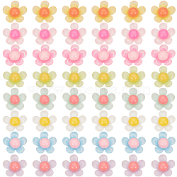 64Pcs 8 Colors Translucent Resin Cabochons, Flower, Mixed Color, 19.5~20x7mm, 8pcs/color(CRES-SC0002-68)