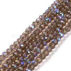 Electroplate Glass Beads Strands, Half Rainbow Plated, Faceted, Rondelle, Camellia, 6x5mm, Hole: 1mm, about 85~88pcs/strand, 16.1~16.5 inch(41~42cm)(EGLA-A034-T6mm-L06)