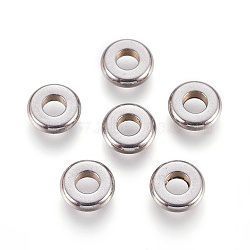 Non-Tarnish 304 Stainless Steel Spacer Beads, Flat Round, Stainless Steel Color, 8x2mm, Hole: 3.5mm.(A-STAS-L207-07P)