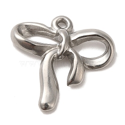 304 Stainless Steel Pendants, Bowknot Charms, Stainless Steel Color, 19x19x3mm, Hole: 1.2mm(STAS-R223-14)