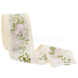 Polyester Embroidery Flower Lace Ribbons, Garment Accessories, Moccasin, 91x1mm(DIY-FG0004-74)