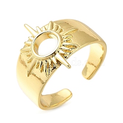 Rack Plating Brass Open Cuff Rings for Women, Cadmium Free & Lead Free, Long-Lasting Plated, Sun, Real 18K Gold Plated, 16mm(RJEW-M022-25G)