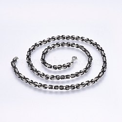 201 Stainless Steel Byzantine Chain Necklaces, with Lobster Claw Clasps, Gunmetal & Stainless Steel Color, 22.8 inch(58cm), 4mm(NJEW-F222-12BP)