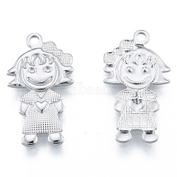 304 Stainless Steel Pendants, Girl, Stainless Steel Color, 22x12x1.5mm, Hole: 1.6mm(STAS-N098-183P)