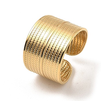 304 Stainless Steel Open Cuff Rings, Wide Band Ring, Real 18K Gold Plated, US Size 6 3/4(17.1mm)