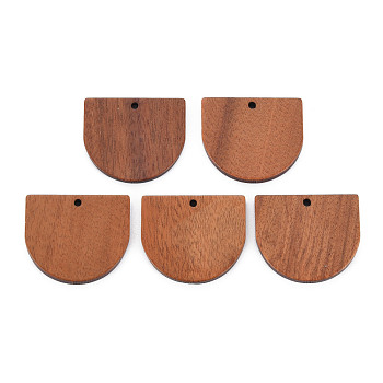 Natural Walnut Wood Pendants, Half Oval, Tan, 23.5x27x2.5mm, Hole: 1.8mm