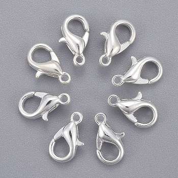 Zinc Alloy Lobster Claw Clasps, Parrot Trigger Clasps, Cadmium Free & Lead Free, Silver Color Plated, 10x6mm, Hole: 1mm