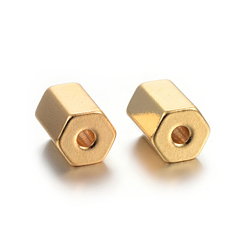 201 Stainless Steel Beads, Hexagon, Golden, 8x5.5x5.5mm, Hole: 1.6mm