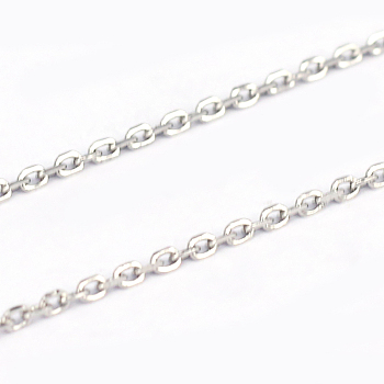 3.28 Feet 304 Stainless Steel Cable Chains, Diamond Cut Chains, Soldered, Faceted, Oval, Stainless Steel Color, 2x0.4x1.2mm